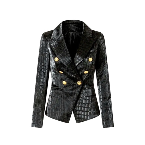 Suede Lined Boot Stitch Embroidery Detail Blazer